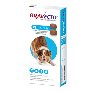 BRAVECTO*2CPR 20-40KG 1000MG