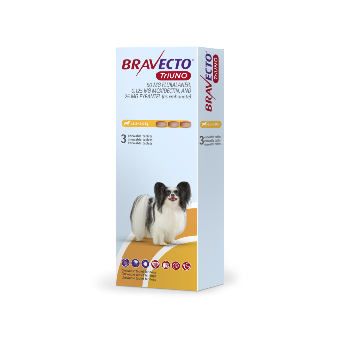 BRAVECTO TRIUNO*3CPR 2,5-5KG