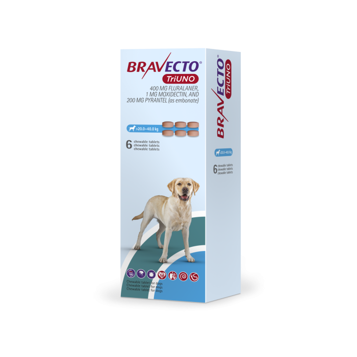 BRAVECTO TRIUNO*6CPR 20-40KG